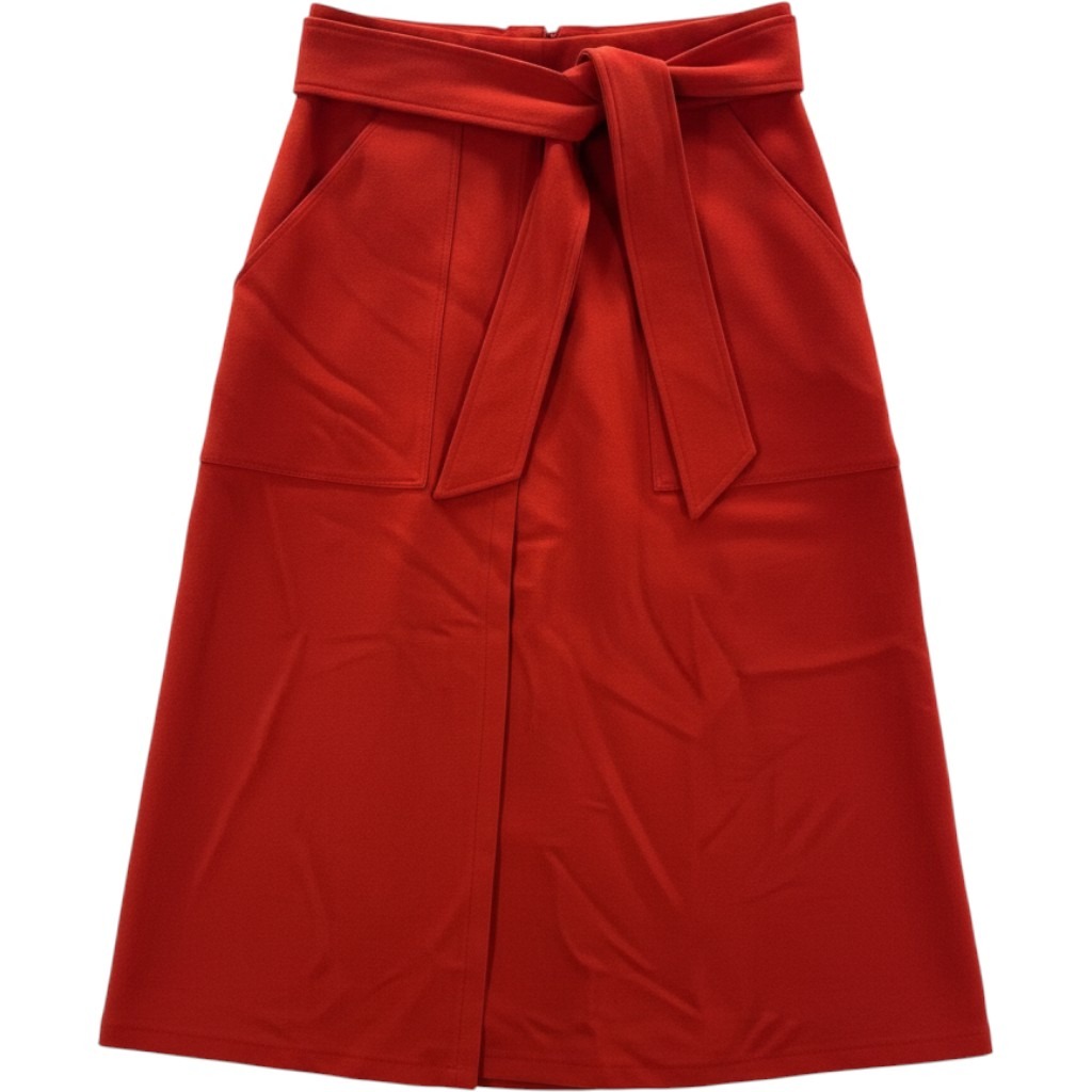 Club Monaco Red Rouge Belted Skirt High Waist Midi A-Line Womens 0new